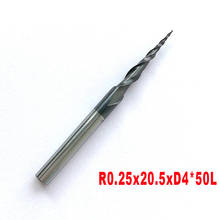 5pcs/lot  R0.25*D4*20.5*50L*2F HRC55 Tungsten Solid Carbide Coated Tapered Ball Nose End Mills  Cone Milling Cutter Ferramentas 2024 - buy cheap