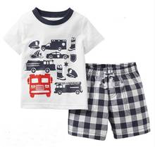 Summer New Kids Pajamas Set Baby Girls Boys printing Fire truck Short Sleeve T-Shirt Tops and Pants Baby Sleepwear for 2-7 Years 2024 - buy cheap