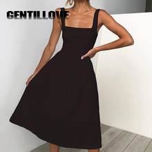 Casual Summer  Elegant Women Dress Strapless Spaghetti Solid Color Dresses Fashion Vestidos Femme Ladies Holiday Sundress 2024 - buy cheap