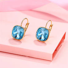 Fashion Simple Aesthetic Mini Women Color Crystal Earrings Exquisite Square Pendientes Earrings For Teens Girls Jewelry 2021 New 2024 - buy cheap