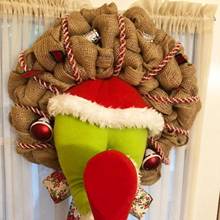 2021 Linen Christmas Thief Burlap Stealer Design Garlands Pendent Home Front Door Wreath Hoop Hanging Ornament Xmas Decoration 2024 - buy cheap