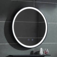 Smart Touch LED Light Light Bathroom Mirror Anti-fog Wall Hanging Makeup Mirror Black Frame Wrought Iron Edge Round Mirror 2024 - buy cheap