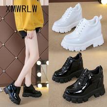 XMWRLW Women's Patent Leather Height Increasing Shoes Flat Platform Shoes For Women Rubber Sole Sneakers White Black Female Shoe 2024 - buy cheap