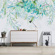Custom 3D Mural Wallpaper Decor Hand Painted Watercolor Green Leaves Fresco Bedroom Living Room Sofa TV Background Wall Covering 2024 - buy cheap