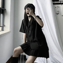 Костюм женский из двух предметов в стиле Харадзюку, короткая блузка в стиле Диабло и плиссированная юбка, винтажный свободный костюм, весна-лето 2024 - купить недорого