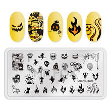 1PCS Halloween Rectangle Nail Stamping Plates Template Flame Nail Art Stamp Stamping Image Plate Manicure Stencil Nails Tool 2024 - buy cheap