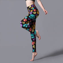 Ljcuiyao leggings femininos da moda cintura alta com elasticidade estampa de leopardo calças coloridas push-up calças de treino flor pata fundo 2024 - compre barato