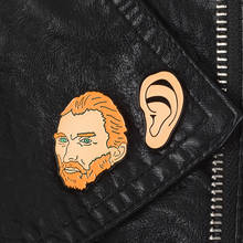 Vincent van gogh orelha esmalte pino histórico pintor emblemas broches lapela personalizado pino saco colar artista jóias presente para amigos 2024 - compre barato