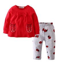 2Pcs Newborn Baby Girl Clothes Set Autumn Cartoon Ladybug Long-sleeved Tops+Legging Pants Infant Toddler Clothing Kids Outfits 2024 - buy cheap