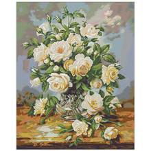 White rose vase flower patterns Counted Cross Stitch 11CT 14CT 18CT DIY Chinese Cross Stitch Kit Embroidery Needlework Sets 2024 - buy cheap