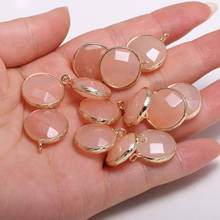 2pcs Natural Stone Faceted Round Shape Pink Aventurine Pendants Charms For Jewelry Making Necklaces Accessories Size 17x20mm 2024 - buy cheap