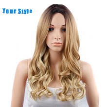 Your Style Synthetic Long Wavy Cosplay Wigs Female Women High Temperature Fiber Ombre Gray Brown Color 2024 - купить недорого