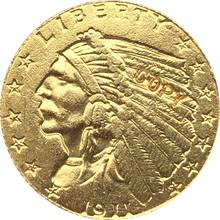 24-K gold plated 1911 $2.5 GOLD Indian Half Eagle Coin Copy 2024 - buy cheap