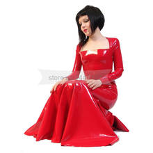 Vestidos de látex de manga larga para mujer, vestido rojo de fiesta de fetiche de goma, talla grande, servicio personalizado, BNLD031 2024 - compra barato