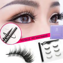 3 Pairs/Lot 3D Mink Eyelashes Natural No Magnetic Liquid Eyeliner& False Eyelashes & Tweezer Set Tool Thick Eye Lashes Extension 2024 - buy cheap