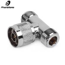 3 Way Connector N Male Jack to 2 N Female Triple T in RF Adapter for Outdoor / Indoor Antenna / Signal Repeater N Male Connector 2024 - купить недорого