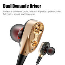 Upgraded Dual Drivers Earphone Super Bass Sports Earphones Stereo Music Headset Wired Earbuds in-ear Earpiece with Mic 2024 - buy cheap