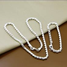 925 Silver Jewelry Set Fashion Classic 3MM Twisted Chain Necklace Bracelet Sets Good Jewelry Free Shipping 2024 - buy cheap