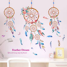 [shijuekongjian] Dreamcatcher Wall Sticker DIY Cartoon Feathers Mural Decals for House Kids Room Baby Bedroom Nursery Decoration 2024 - buy cheap