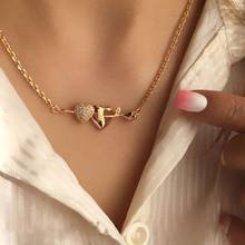 1 Pcs Women Necklaces Simple Crystal One Arrow Through Heart Love Clavicle Chain Beach Party Summer Charm Necklace Jewelry 2024 - buy cheap