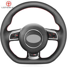 LQTENLEO-cubierta para volante de coche, protector de cuero genuino negro para Audi TTRS 2009-2014 R8 2010-2015 RS3 (8P) 2011-2014 RS6 2008-2010 2024 - compra barato