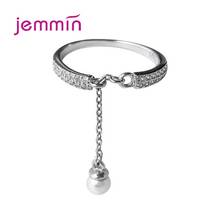 Trendy 925 Sterling Silver Rings for Women Adjustale Zircon Pearl Chain Tassel Rings Fashion Creative Party Jewelry Girls Gift 2024 - buy cheap