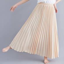Skirt Korean Solid Color Long Paragraph Large Size Pleated Skirts Summer High Waist Women's Elastic Waist Skirt Was Thin Z780 2024 - buy cheap