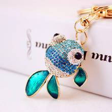 XDPQQ Fashion Colorful Rhinestone Drip Goldfish Keychain Women Bag Accessories Metal Pendant Pendant 2024 - buy cheap