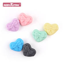 Bowknot Heart Baby Pacifier Beads Silicone BPA Free DIY Baby Teether Chain Wholesale Food Grade Rodent Teething Nurs Pearl Bead 2024 - buy cheap