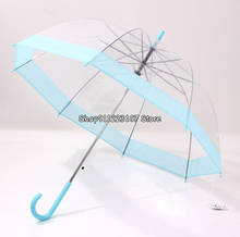 Free Shipping Transparent Long-handle Rain Umbrella Ultra Light Women Kids Female Umbrellas 2024 - buy cheap