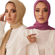 Cachecol hijab muçulmano de algodão, turbante macio elástico multicolorido para mulheres, xales e embrulhos islâmicos 2024 - compre barato