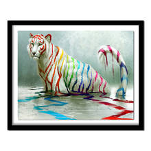 5D DIY Diamond Embroidery Colored Tiger In Water Full Square Drill Diamond Painting Cross Stitch Rhinestone  BK257 2024 - buy cheap