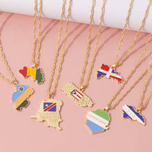 New Country Map Flag Necklace for Woman Man Liberia Haiti Jamaica Ghana Guinea Nigeria Alloy Pendant Chain Fashion Jewelry 2020 2024 - buy cheap