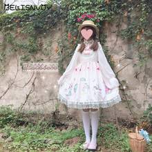 Japanese Lolita Jsk Princess Loli Dress Kawaii Bowknot Lace Cartoon Printed Cosplay Costume Soft Girl Sleeveless Sweet Dress 2024 - buy cheap