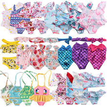 Conjunto de ropa de verano para muñeca, traje de baño de unicornio flamenco, bikini para niña de 18 pulgadas y Juguete de 43cm para recién nacido, 5 unids/set 2024 - compra barato