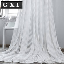 GXI Wave-cortina de tul blanca para sala de estar, cortinas transparentes para dormitorio, cocina, cenefas de gasa a rayas de lujo, tratamientos para ventanas 2024 - compra barato