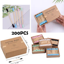 Double Head Wood Cotton Swab Bamboo Sticks Cotton Swab Disposable Buds Cotton For Beauty Makeup Nose Ears Cleaning 200PCS/Box 2024 - buy cheap