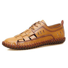 Summer Hollow Men Casual Shoes Loafers Handmade Men Shoes Quality Split Leather Shoes Men Flats Hot Sale Moccasins Shoe Big Size 2024 - buy cheap
