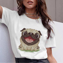 Женская футболка с принтом в виде милой собаки, белая Повседневная футболка с коротким рукавом и графическим принтом в стиле Харадзюку, лето 2021 2024 - купить недорого