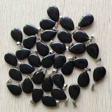 Fashion Natural Black Obsidian Stone water drop charms pendants fit Necklaces making 50pcs/lot wholesale Free shipping 2024 - buy cheap