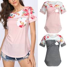 2020 Summer Women Pregnancy Maternity Clothes Breastfeeding T Shirt Stripe Floral Short Sleeve Casual Loose Nursing Tee Tops 2024 - buy cheap