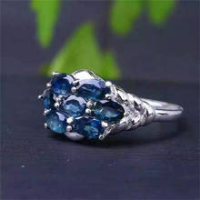 Safira natural real 925 anéis de prata esterlina fogo gem pedra azul escuro profundo precioso para mulheres jóias finas 2024 - compre barato