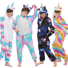 Winter Kigurumi Pajamas Unicorn Cartoon Anime Animal Onesies Kids Sleepwear Flannel Warm Girls Boys Jumpsuit Children Pajamas 2024 - buy cheap