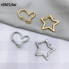 Haosaw 6 unidades escolha/vazado/vários designs/chave fivela/estrelas/coração/simples/multi cores/feito à mão/chaveiro joias 2024 - compre barato