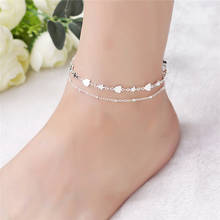 Boho Leaf Crystal tassel Anklets For Women 2020 Fashion 925 Sterling Silver Handmade Chain Foot Jewelry Summer Beach Gift 2B132 2024 - buy cheap