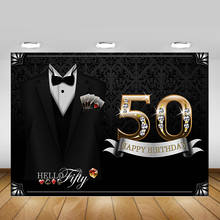 Men 50th Happy Birthday Photography Backdrop Gentleman Fifty Birthday Party Banner Background Decoration Tuxedo Black Backdrops 2024 - buy cheap