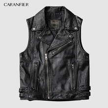 Caranter-Chaqueta de moda Retro para hombre, chalecos de piel de vaca, de marca, Ángel, motociclista, sin mangas, de cuero genuino, 4XL 2024 - compra barato