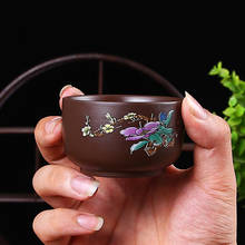 Yixing-TETERA de arcilla púrpura hecha a mano, creativa, pintada a mano, taza maestra de cerámica, tazón de té pequeño Retro, tetera 2024 - compra barato
