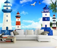 beibehang Large custom lighthouse Mediterranean style TV living room bedroom background wall home decoration 2024 - buy cheap