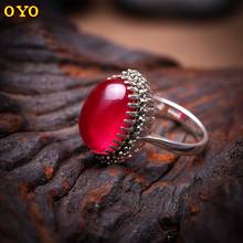 925 Sterling Silver with red just Yutai Silver Ring lady Vintage Sterling Silver Ring food 2024 - buy cheap